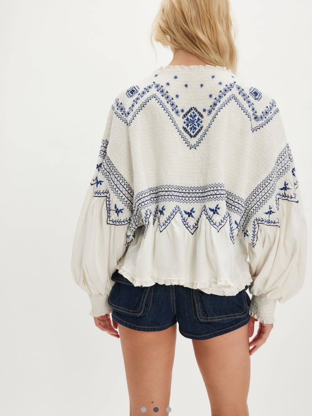 Free People Holly Embroidered 100% Cotton Top (Medium) - Picture 5 of 8